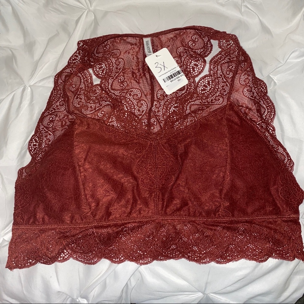 NWT Zenana Rust Lace Bralette - 3X